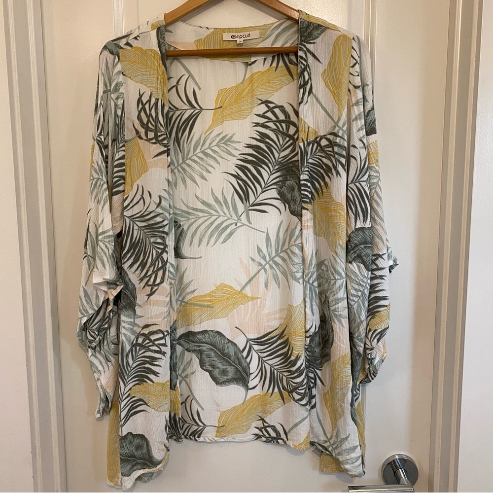 Rip Curl Coastal Palms Kimono beach coverup resort ready, size small coastal